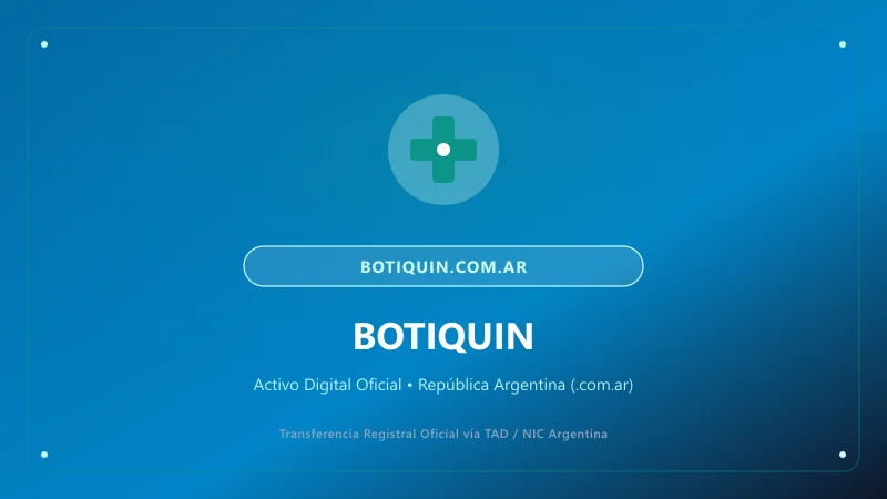 Identidad visual y presentación comercial del nombre de dominio botiquin.com.ar en venta
